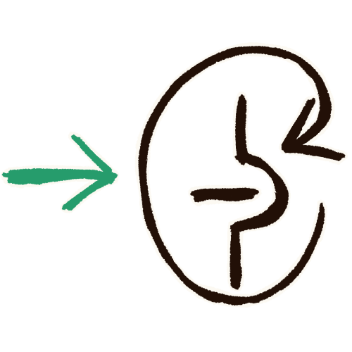 A green arrow pointing towards a symbol of a dark reddish-brown horizontal line being inserted into a divot in a vertical line of the same color, which is surrounded by a circular arrow of the same color which is points at the symbol. everything is outlined in white.